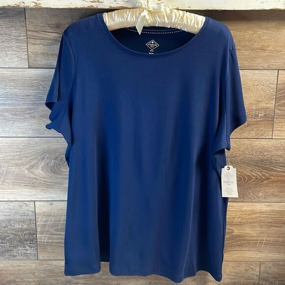 St. John’s Bay Ladies Basic Pullover Scoop Neck Top Size PXXL Navy Blue NWT - Picture 2 of 5
